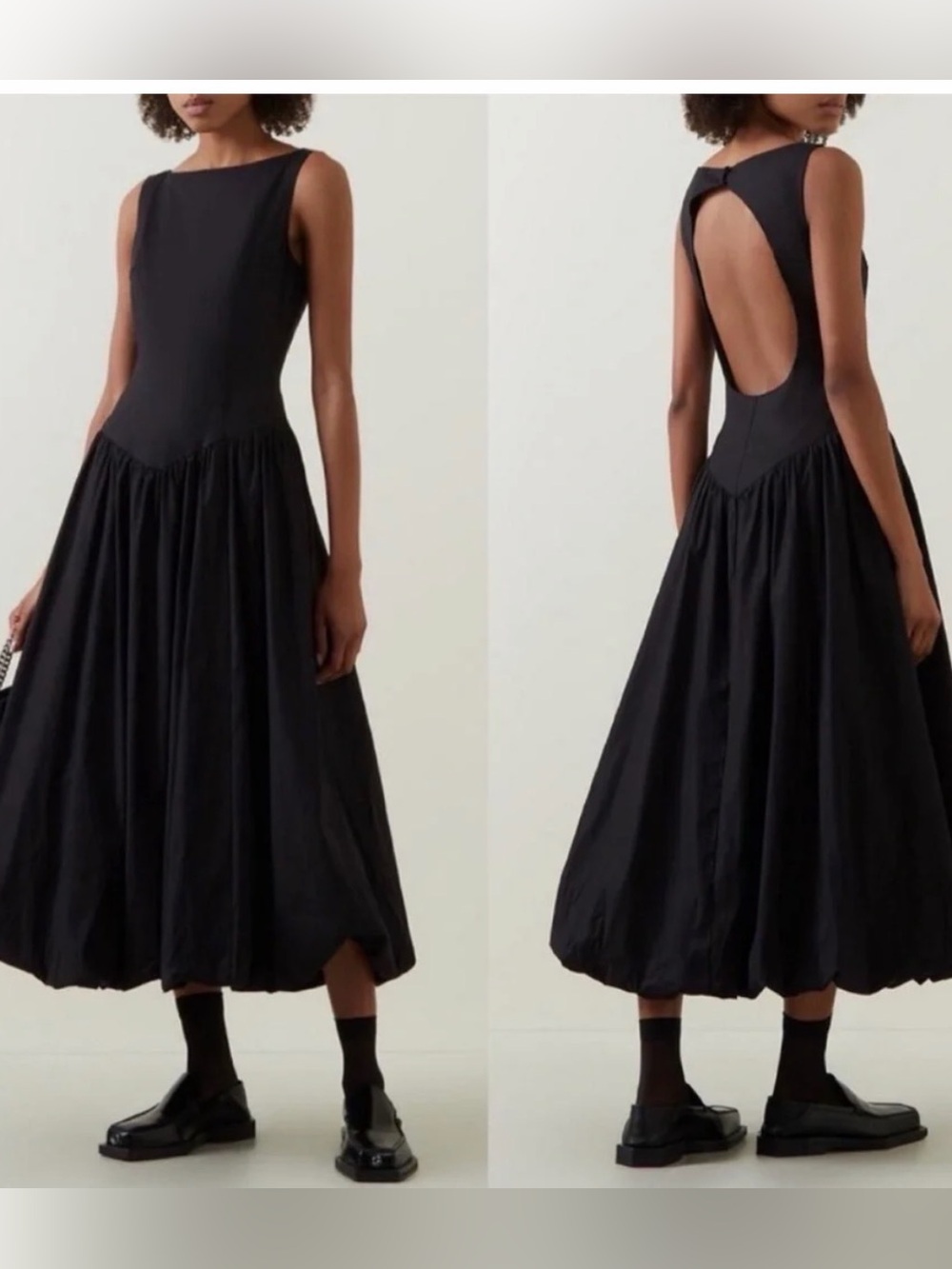 Reformation Black Sleeveless Open-Back Midi Dress